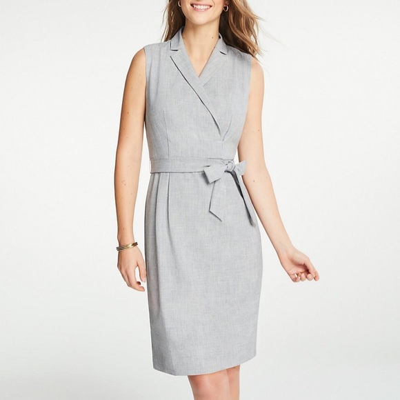 Ann Taylor Dresses & Skirts - NWT Ann Taylor Grey Lapel Belted A-Line Dress
